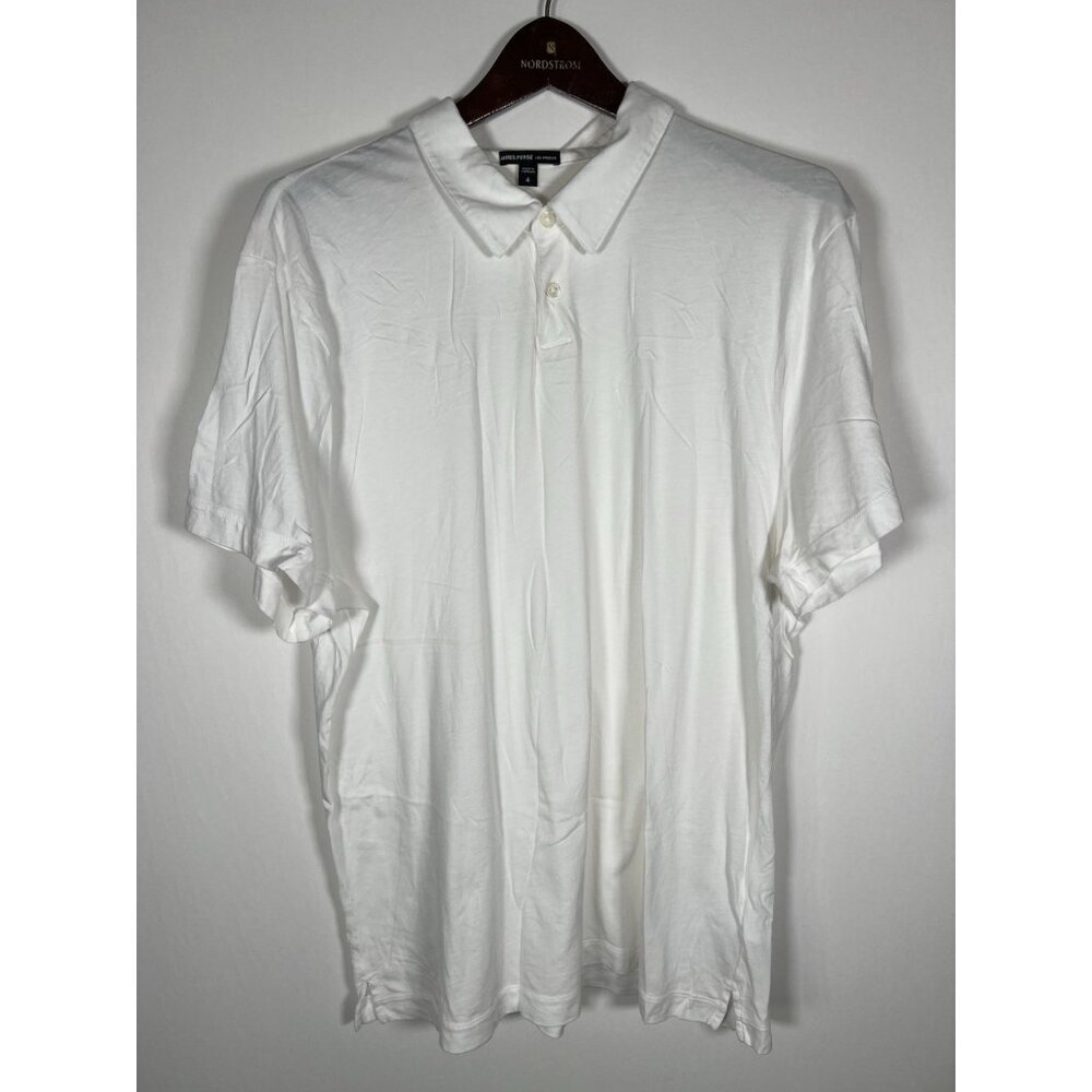 James Perse white cotton easy California polo short sleeve sz 4(XL) designer